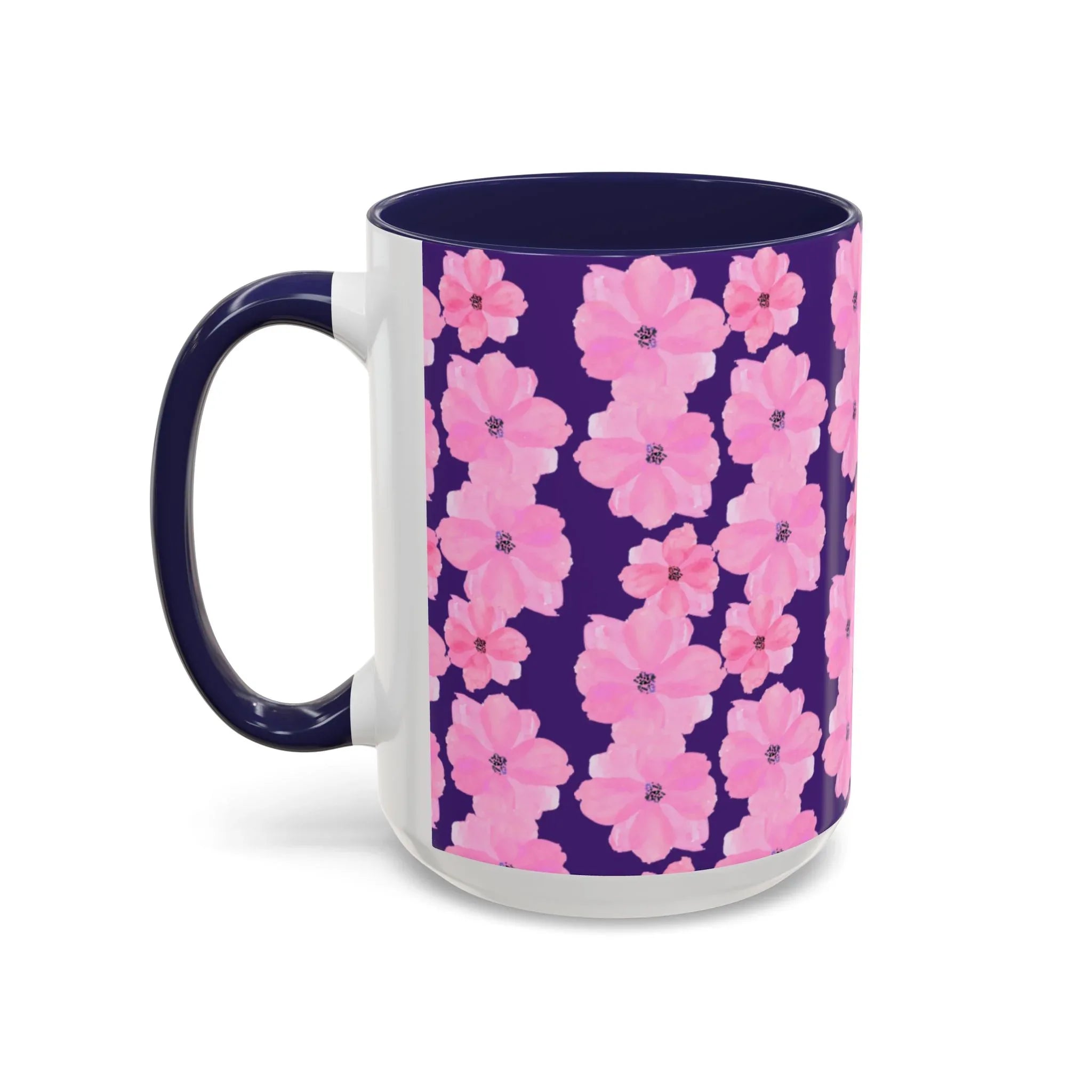 Chic Floral Coffee Mug - Pink Blossoms on Dark Background - RizQ Life 