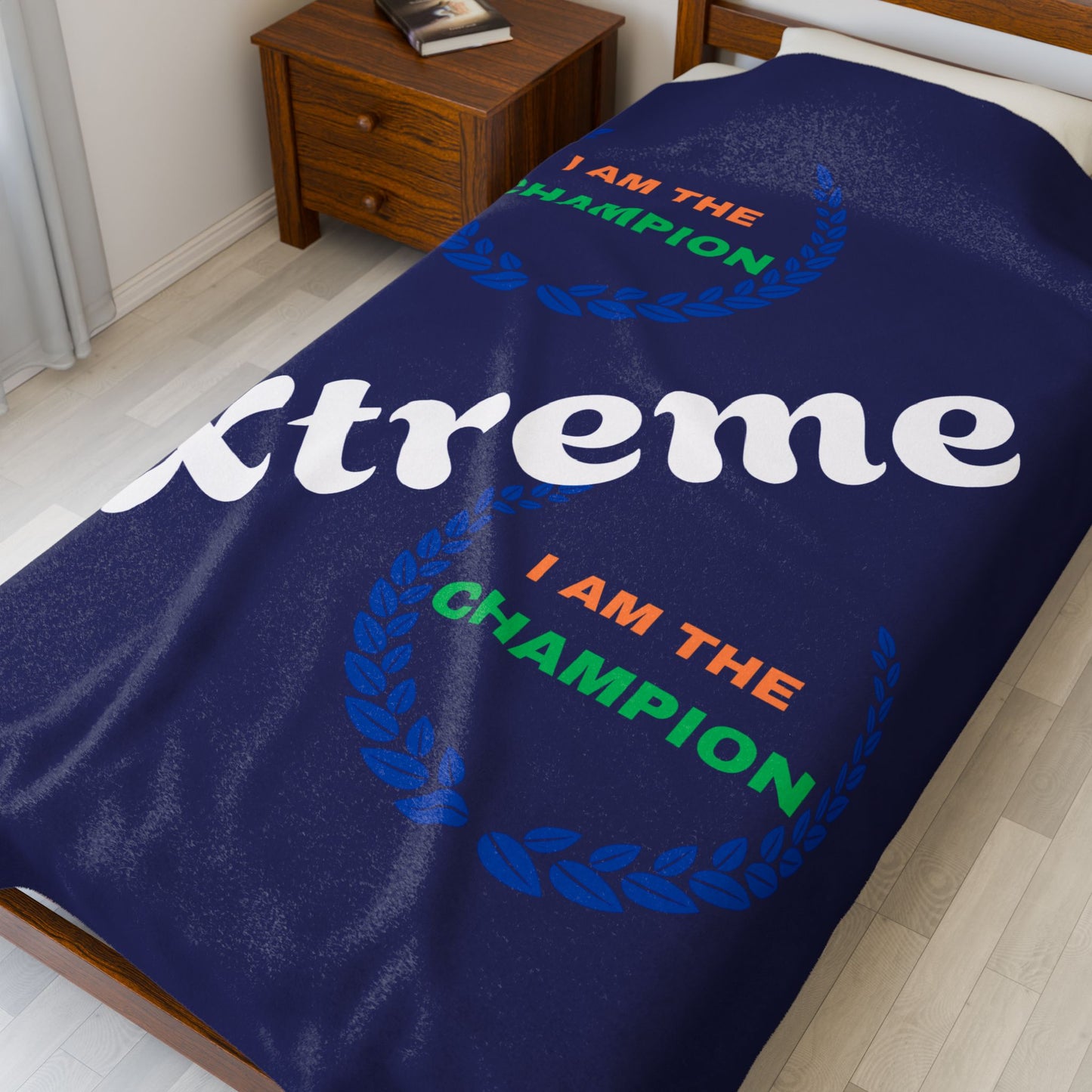 Champion Velveteen Plush Blanket - Cozy, Motivational Gift for Sports Lovers, Home Decor, Couch Throw, Perfect for Celebrations