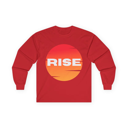 Sunrise RISE Long Sleeve Tee - Motivational Unisex Cotton Shirt for Inspiration