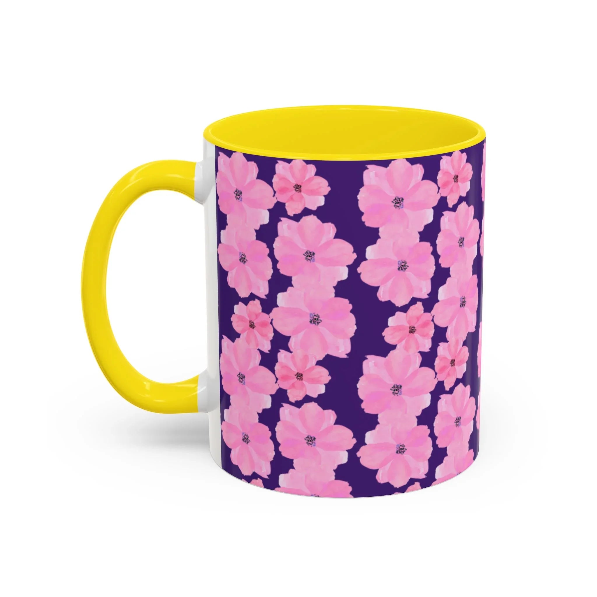 Chic Floral Coffee Mug - Pink Blossoms on Dark Background - RizQ Life 