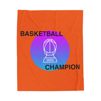 Basketball Champion Velveteen Plush Blanket | Cozy Sports Fan Gift, Soft Throw for Athletes, Birthday Present, Home Decor