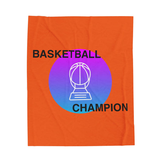 Basketball Champion Velveteen Plush Blanket | Cozy Sports Fan Gift, Soft Throw for Athletes, Birthday Present, Home Decor