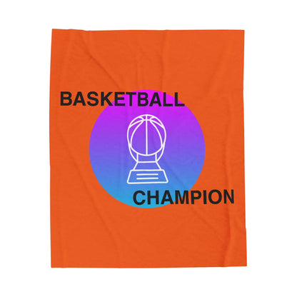 Basketball Champion Velveteen Plush Blanket | Cozy Sports Fan Gift, Soft Throw for Athletes, Birthday Present, Home Decor - RizQ Life 