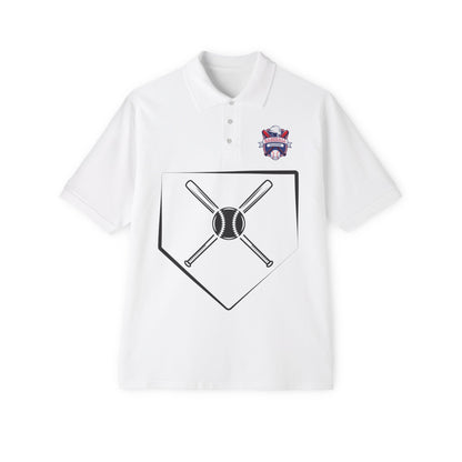 Men's Baseball Piqué Polo - Baseball with Graphic Bat and Ball Design