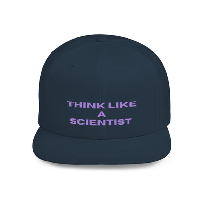 Think Like A Scientist Snapback Cap – Trendy flat bill hat for science lovers, STEM enthusiasts, and geeky gifts. Perfect for casual wear & conventions.