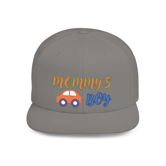 Mommy's Boy Flat Bill Snapback Cap – adjustable, stylish, and perfect for men, teens and even kids. Ideal casual hat or streetwear gift.