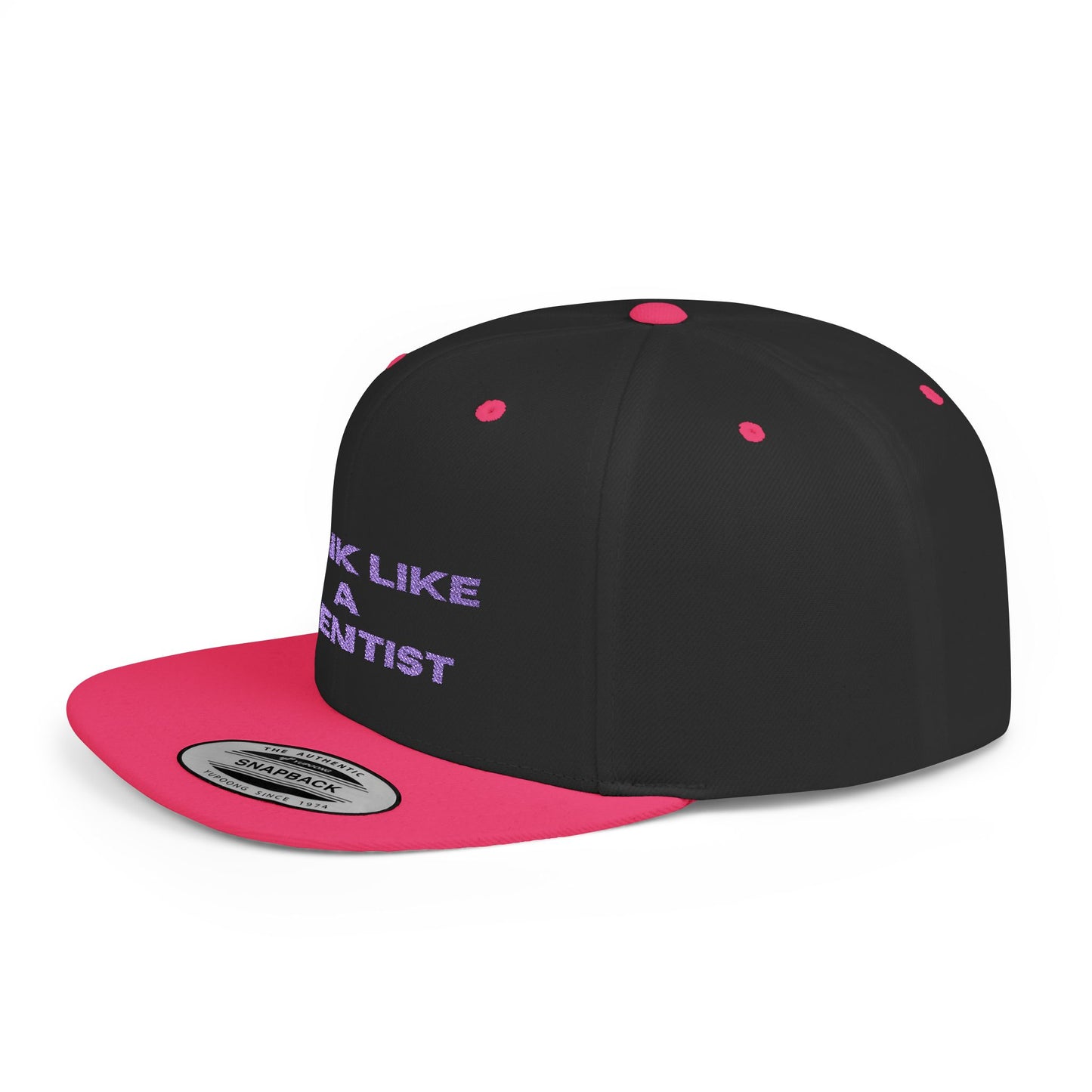 Think Like A Scientist Snapback Cap – Trendy flat bill hat for science lovers, STEM enthusiasts, and geeky gifts. Perfect for casual wear & conventions.