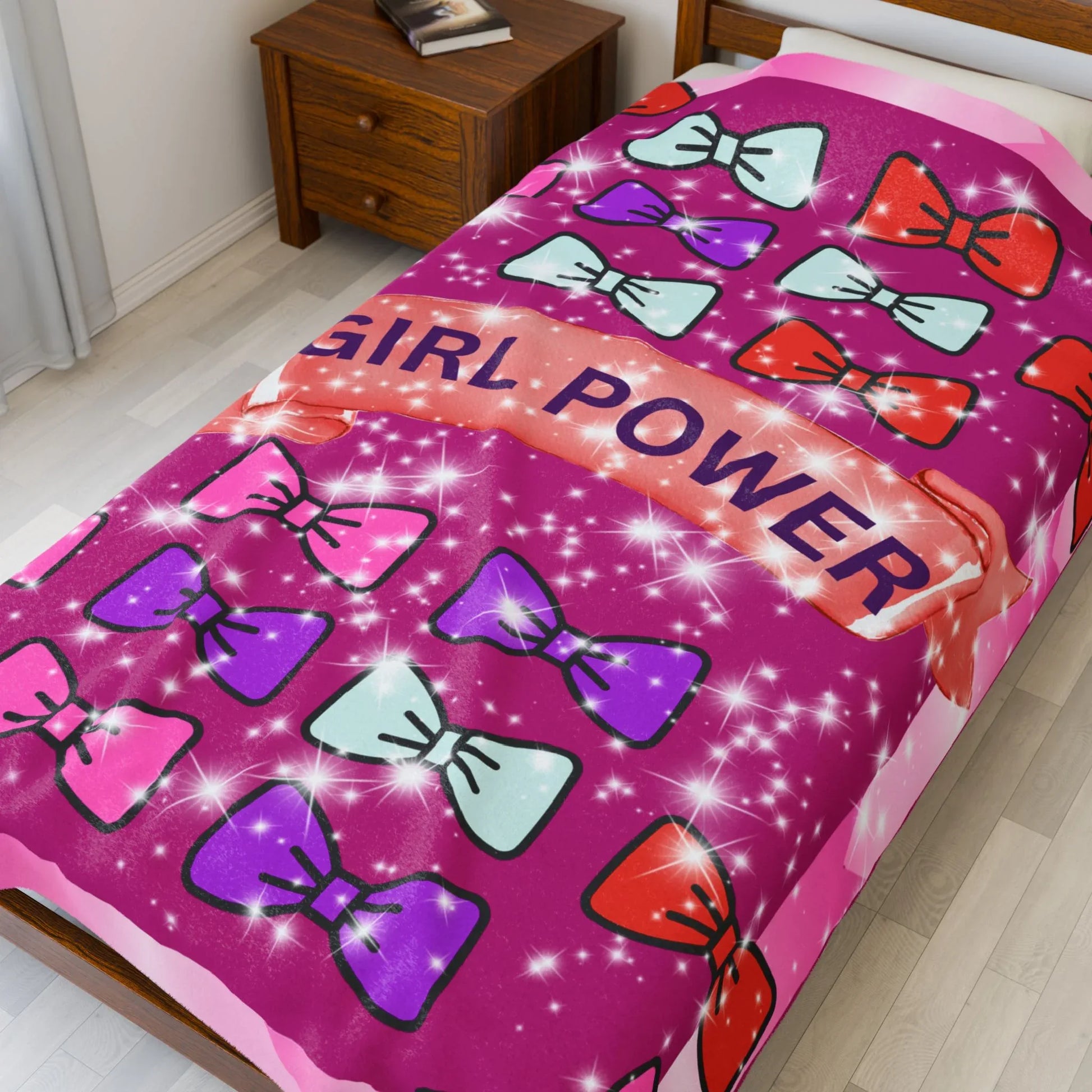 Empowering Girl Power Plush Blanket, Cozy Throw for Kids, Warm Gift for Birthdays, Inspirational Decor, Fun Room Accent - RizQ Life 