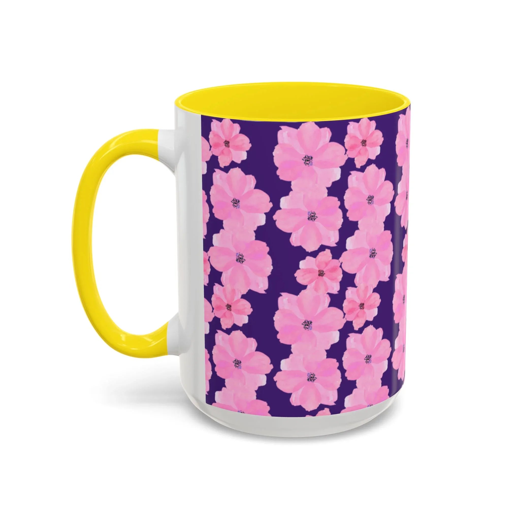 Chic Floral Coffee Mug - Pink Blossoms on Dark Background - RizQ Life 
