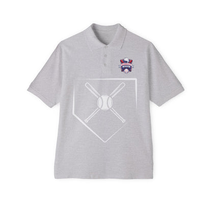 Men's Baseball Piqué Polo - Baseball with Graphic Bat and Ball Design