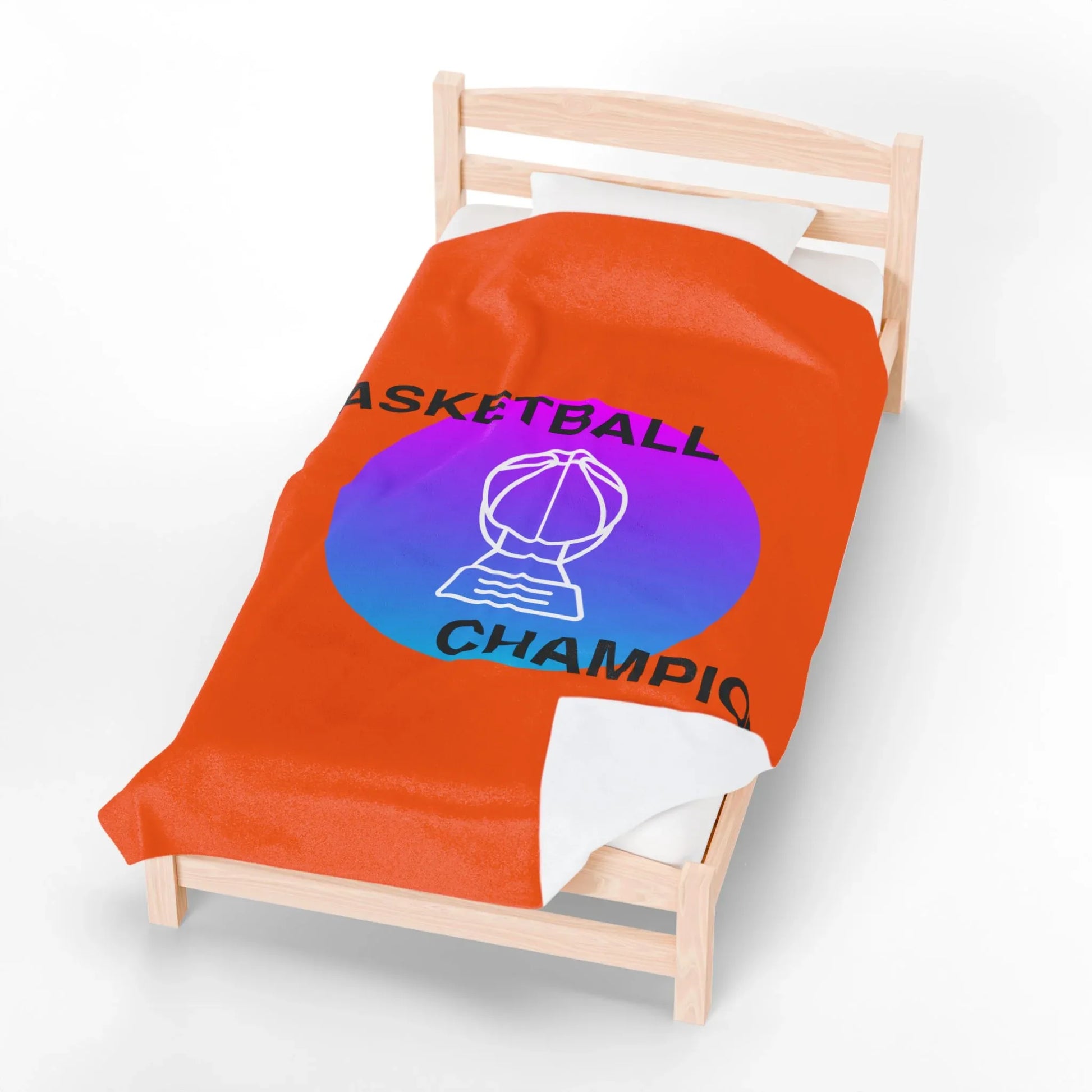 Basketball Champion Velveteen Plush Blanket | Cozy Sports Fan Gift, Soft Throw for Athletes, Birthday Present, Home Decor - RizQ Life 
