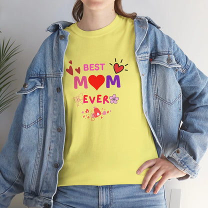 Best Mom Ever Mother’s Day T-Shirt - Aesthetic Heart & Bow Graphic Tee