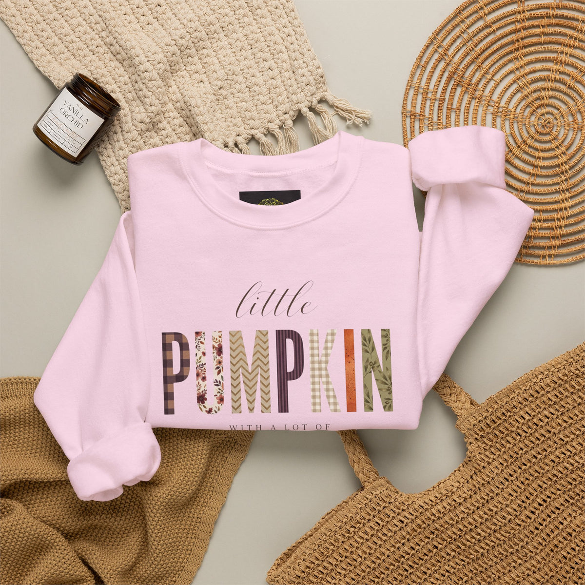 Little Pumpkin With A Little Spice" Sweatshirt – Cozy Fall Plaid & Watercolor Pumpkin Crewneck