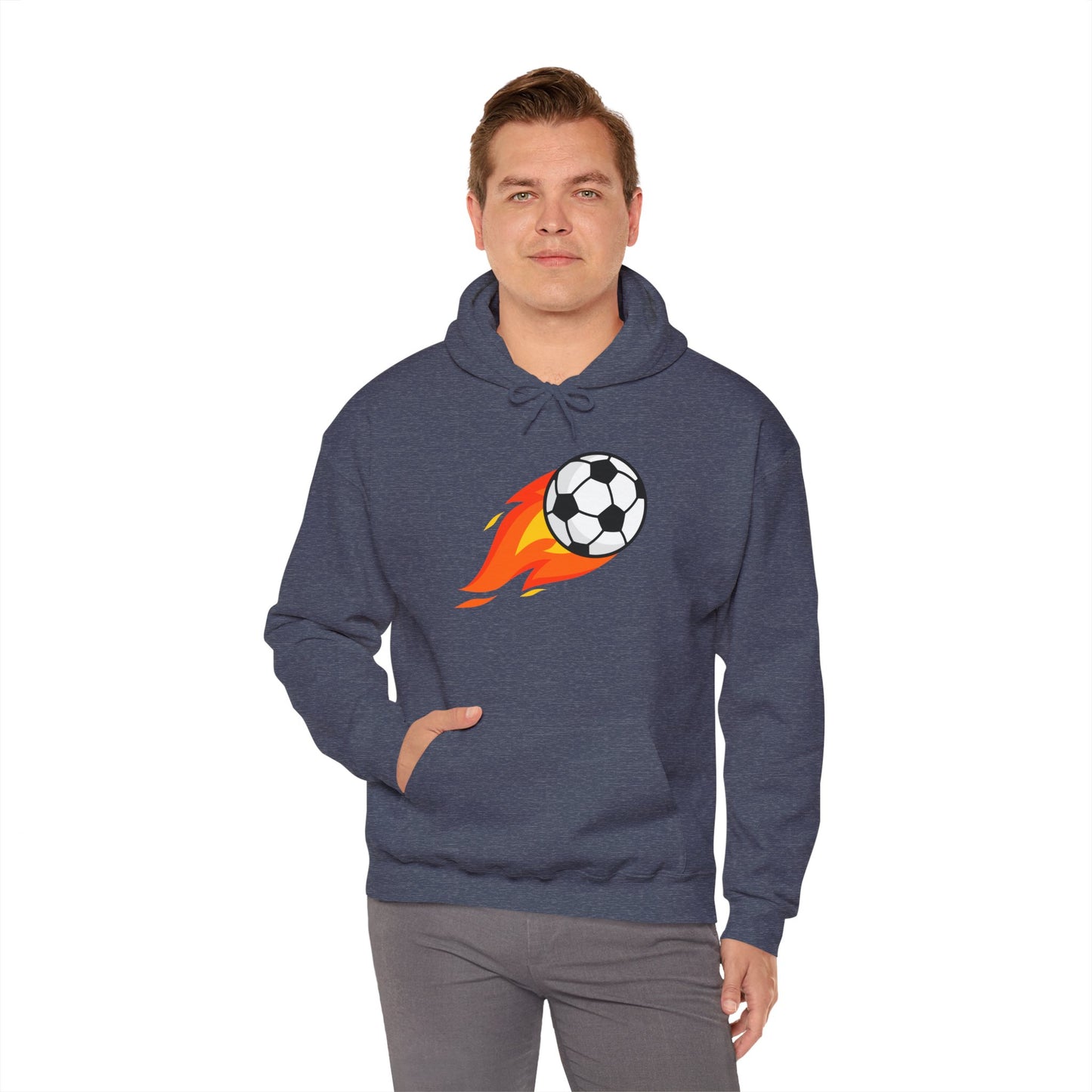 Soccer Fire Ball Hoodie - Men's Heavy Blend Hooded Sweatshirt
