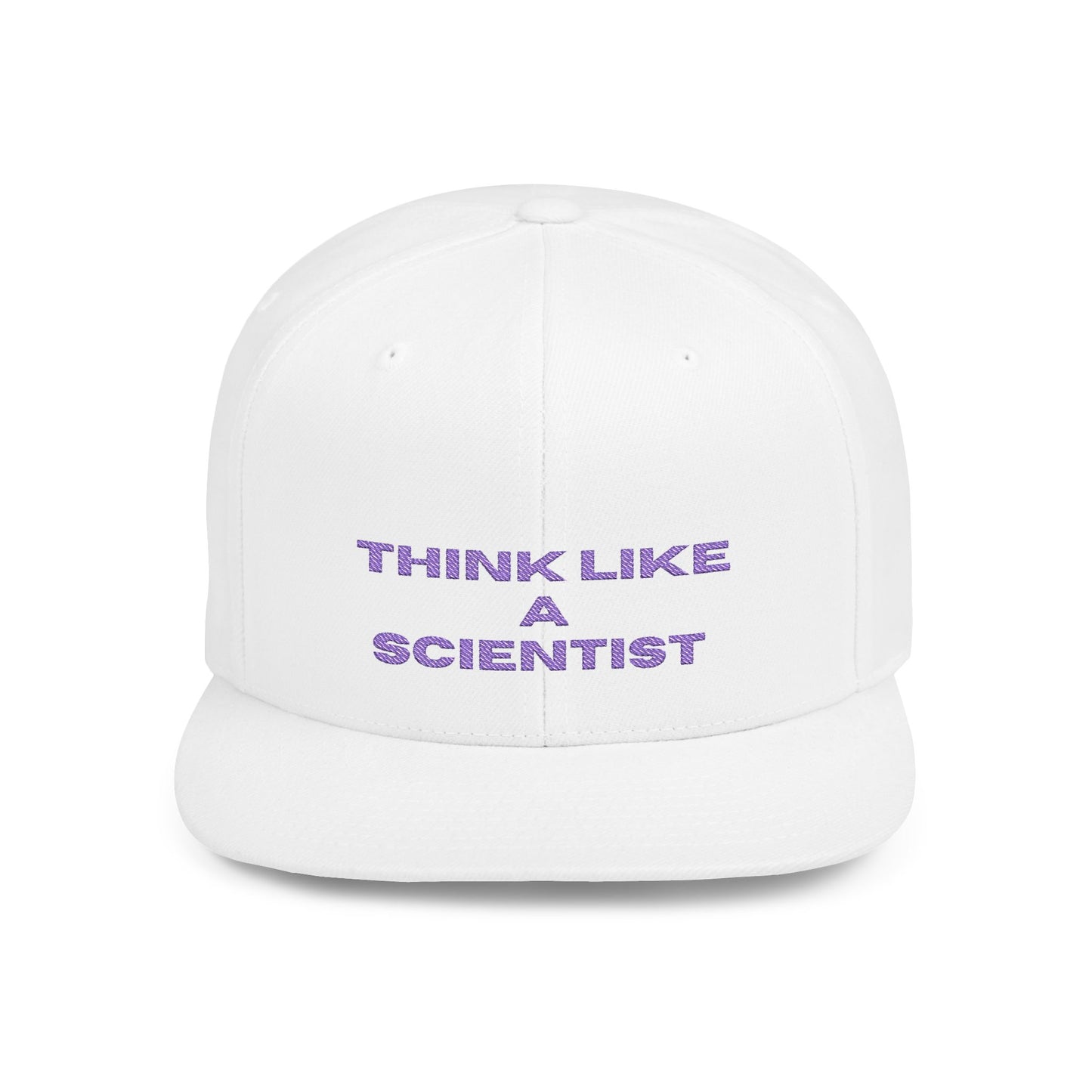 Think Like A Scientist Snapback Cap – Trendy flat bill hat for science lovers, STEM enthusiasts, and geeky gifts. Perfect for casual wear & conventions.