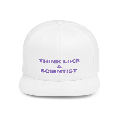 Think Like A Scientist Snapback Cap – Trendy flat bill hat for science lovers, STEM enthusiasts, and geeky gifts. Perfect for casual wear & conventions.