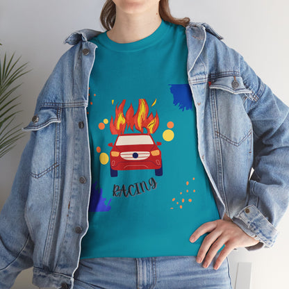 Unisex Racing Graphic T-Shirt – Heavy Cotton Car Racing Tee for Men & Women, Casual Motorsport Fan Shirt, Short Sleeve Top, Sizes S-5XL