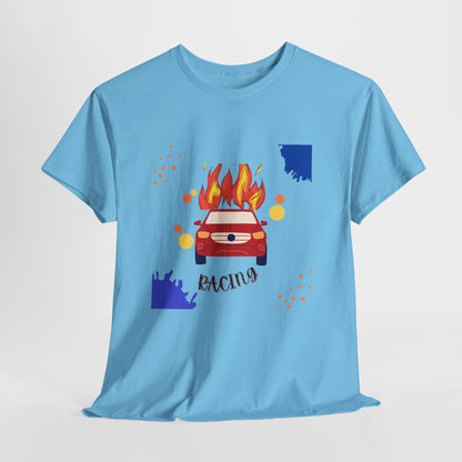 Unisex Racing Graphic T-Shirt – Heavy Cotton Car Racing Tee for Men & Women, Casual Motorsport Fan Shirt, Short Sleeve Top, Sizes S-5XL