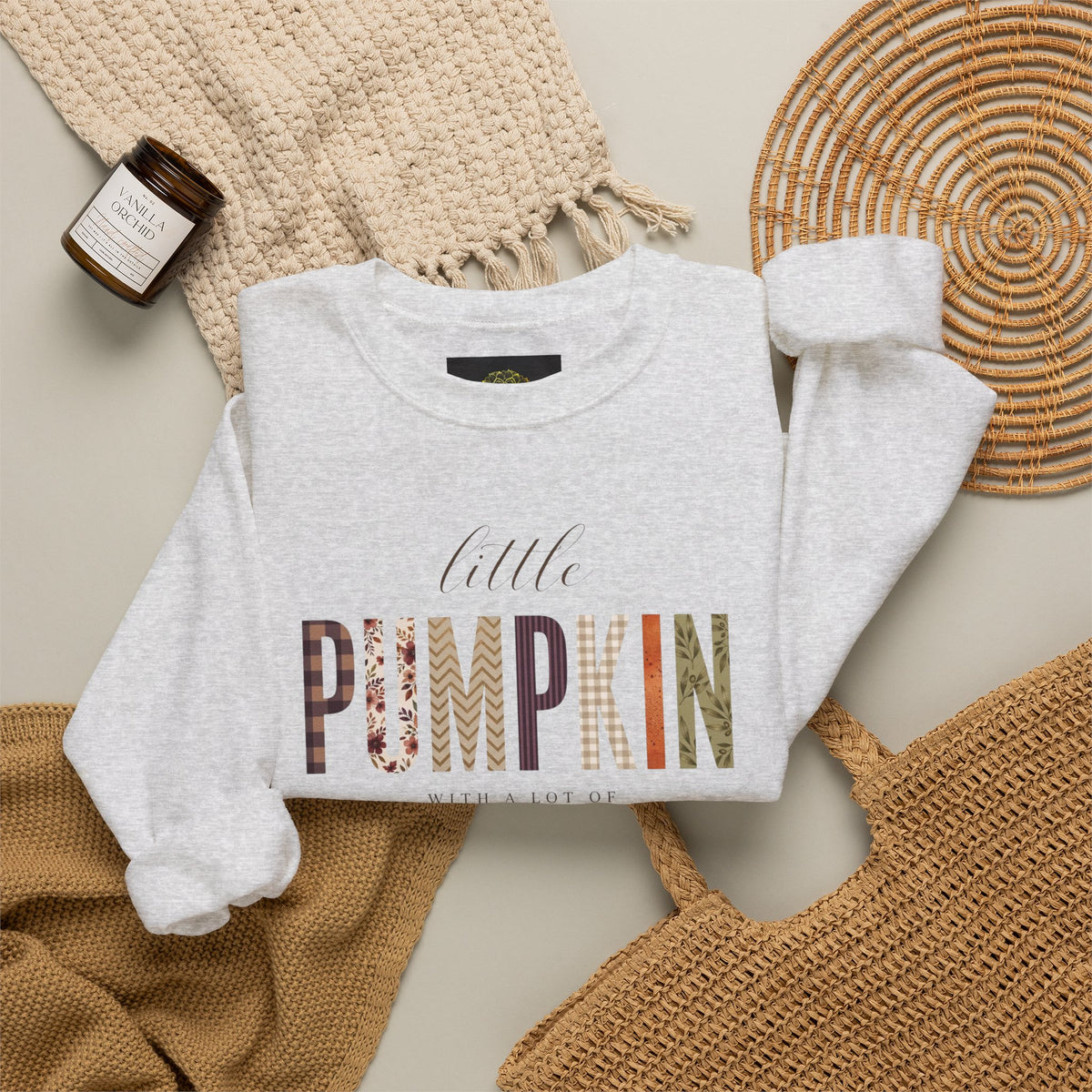 Little Pumpkin With A Little Spice" Sweatshirt – Cozy Fall Plaid & Watercolor Pumpkin Crewneck