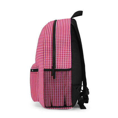 Chic Pink Checkered Backpack | Trendy School Bag, Stylish Travel Pack, Perfect for Teens & Gifts