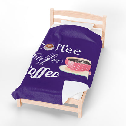 Coffee Lover Velveteen Blanket - Cozy Throw for Warmth, Gift for Him/Her, Coffee Decor, Home Essentials, Snuggle Time