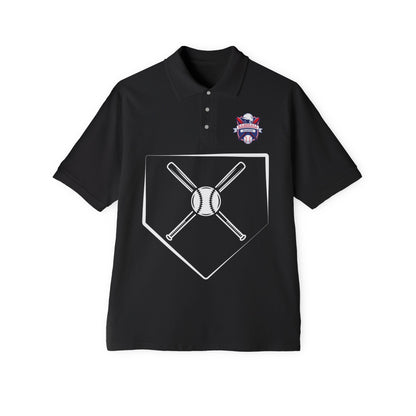 Men's Baseball Piqué Polo - Baseball with Graphic Bat and Ball Design