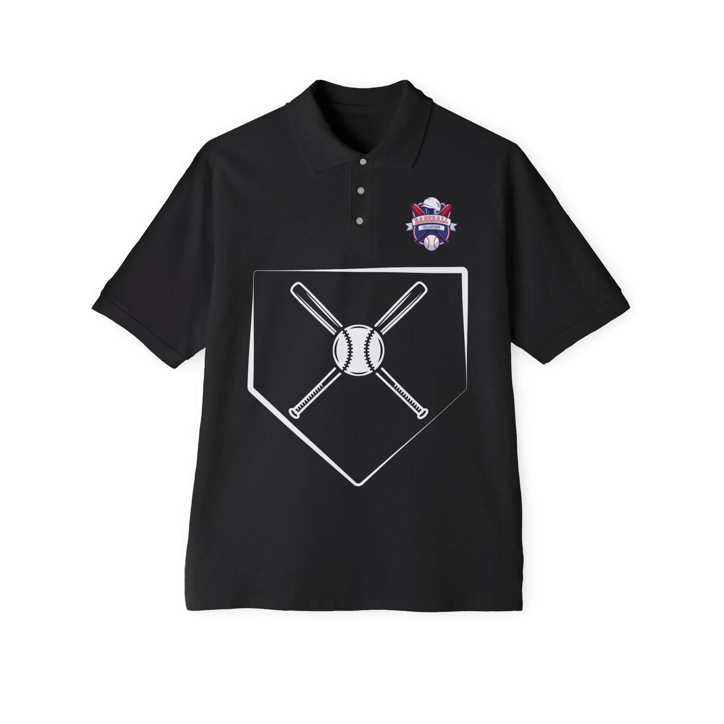 Men's Baseball Polo - Graphic Bat and Ball Design - RizQ Life 