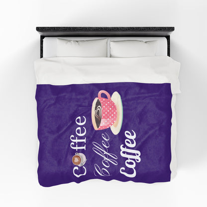 Coffee Lover Velveteen Blanket - Cozy Throw for Warmth, Gift for Him/Her, Coffee Decor, Home Essentials, Snuggle Time