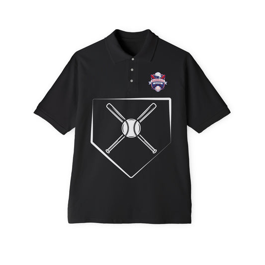 Men's Baseball Polo - Graphic Bat and Ball Design