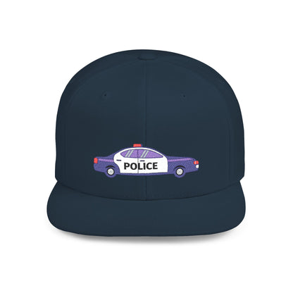Police Car Snapback Cap – adjustable streetwear hat for adults, perfect car enthusiast gift and urban fashion accessory.