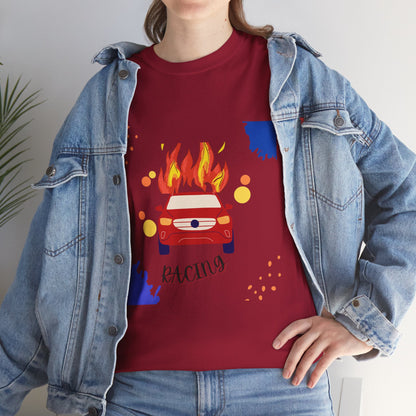 Unisex Racing Graphic T-Shirt – Heavy Cotton Car Racing Tee for Men & Women, Casual Motorsport Fan Shirt, Short Sleeve Top, Sizes S-5XL