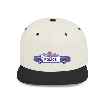 Shop the Police Car Snapback Cap – adjustable streetwear hat for adults, perfect car enthusiast gift and urban fashion accessory.