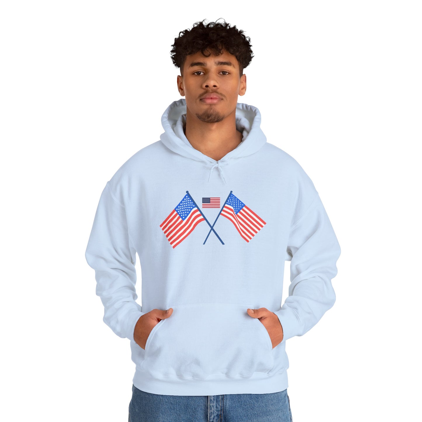 Men's Patriotic Hoodie - Double American Flag Graphic