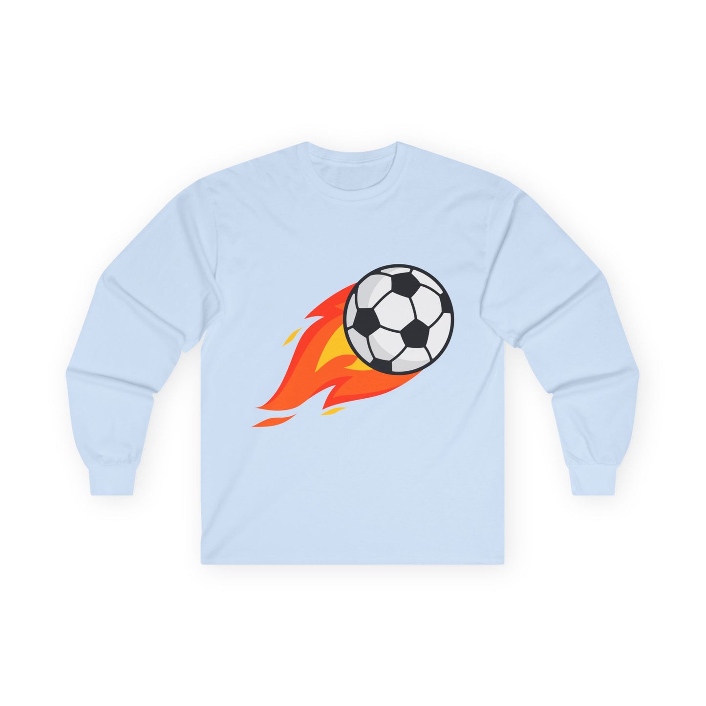 Flaming Soccer Ball Long Sleeve Tee - Sports Lovers Shirt