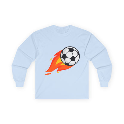 Flaming Soccer Ball Long Sleeve Tee - Sports Lovers Shirt
