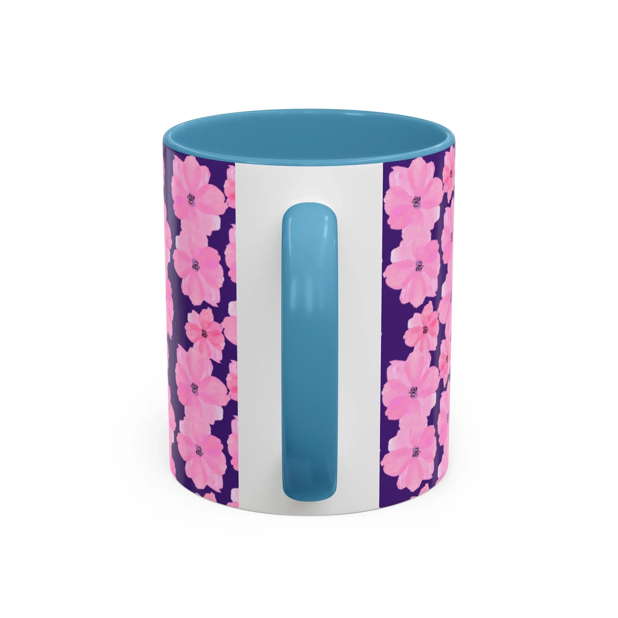 Chic Floral Coffee Mug - Pink Blossoms on Dark Background - RizQ Life 