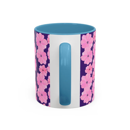 Chic Floral Coffee Mug - Pink Blossoms on Dark Background