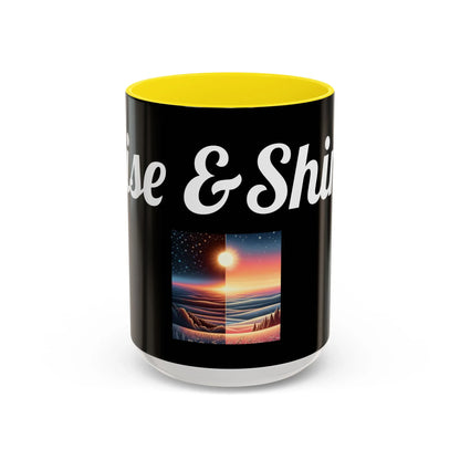Rise & Shine Accent Coffee Mug - Motivational Black Mug for Morning Boost - RizQ Life 