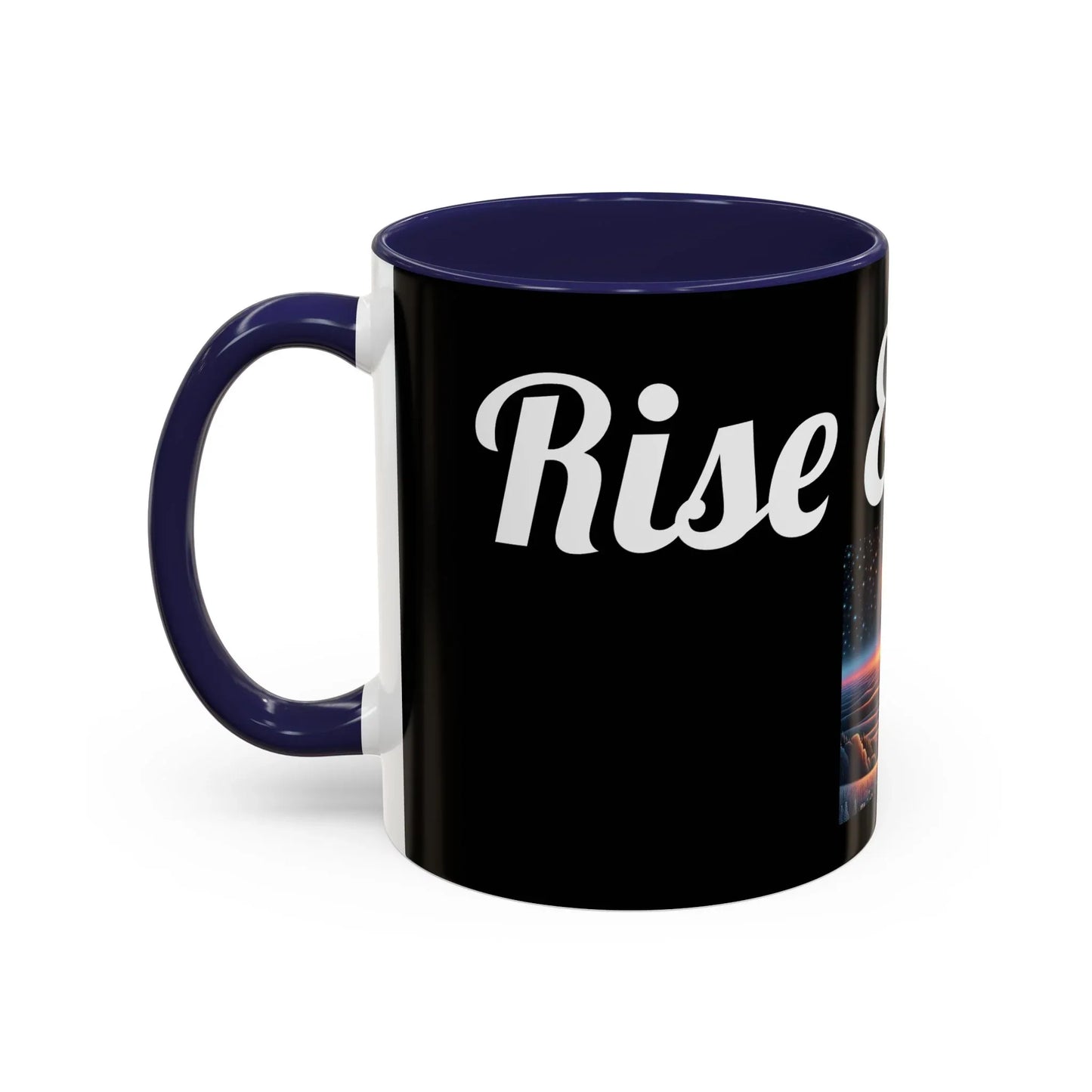 Rise & Shine Accent Coffee Mug - Motivational Black Mug for Morning Boost - RizQ Life 