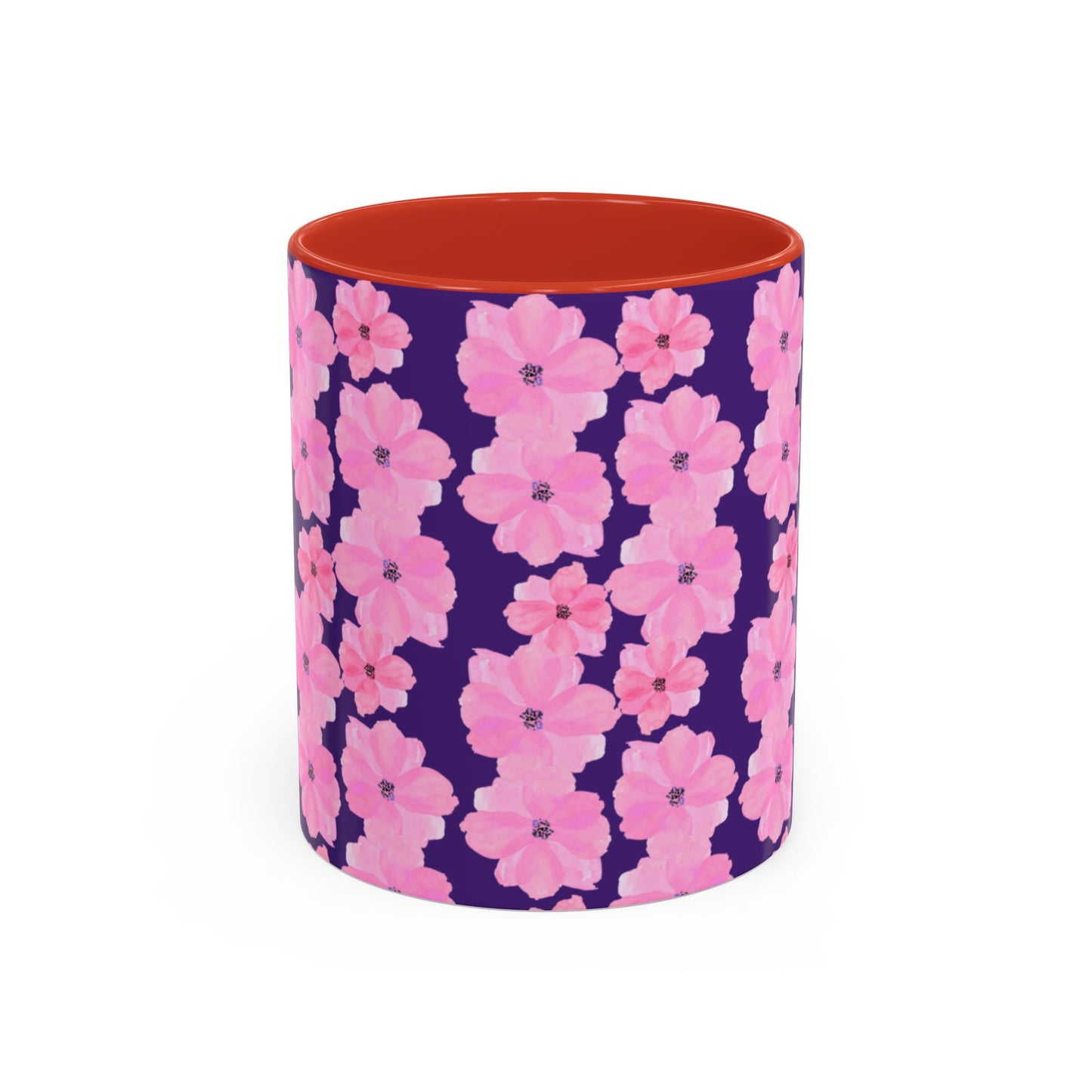 Chic Floral Coffee Mug - Pink Blossoms on Dark Background