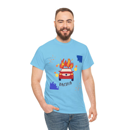 Unisex Racing Graphic T-Shirt – Heavy Cotton Car Racing Tee for Men & Women, Casual Motorsport Fan Shirt, Short Sleeve Top, Sizes S-5XL