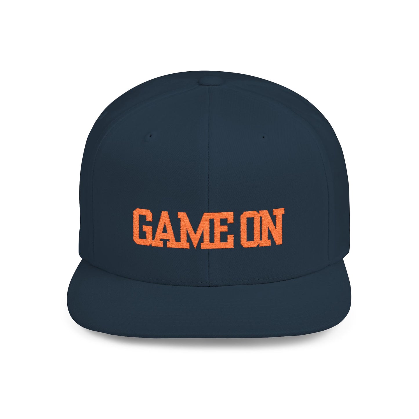 Trendy “Game On” snapback cap for adults. Adjustable flat bill hat, stylish streetwear accessory, perfect for gifts, festivals, sports, and casual outings.