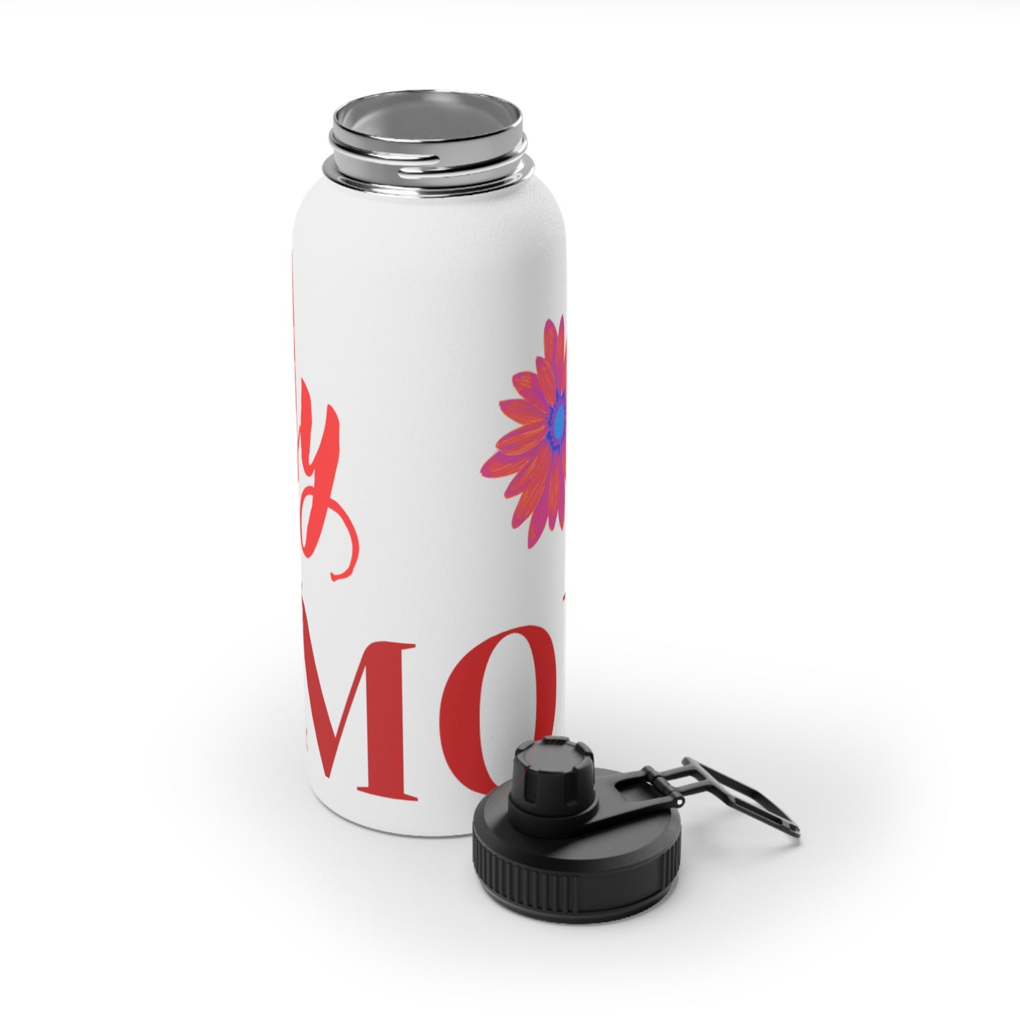 Floral Stainless Steel Water Bottle with Sports Lid - Perfect Gift for Mom