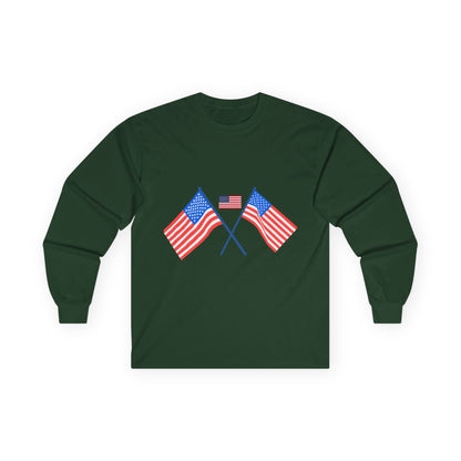 Patriotic Long Sleeve Tee - USA Flag Design