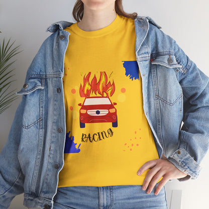 تي شيرت سباقات جرافيكي للجنسين - تي شيرت سباقات سيارات من القطن الثقيل للرجال والنساء، تي شيرت كاجوال لمشجعي رياضة السيارات، بأكمام قصيرة، مقاسات S-5XL