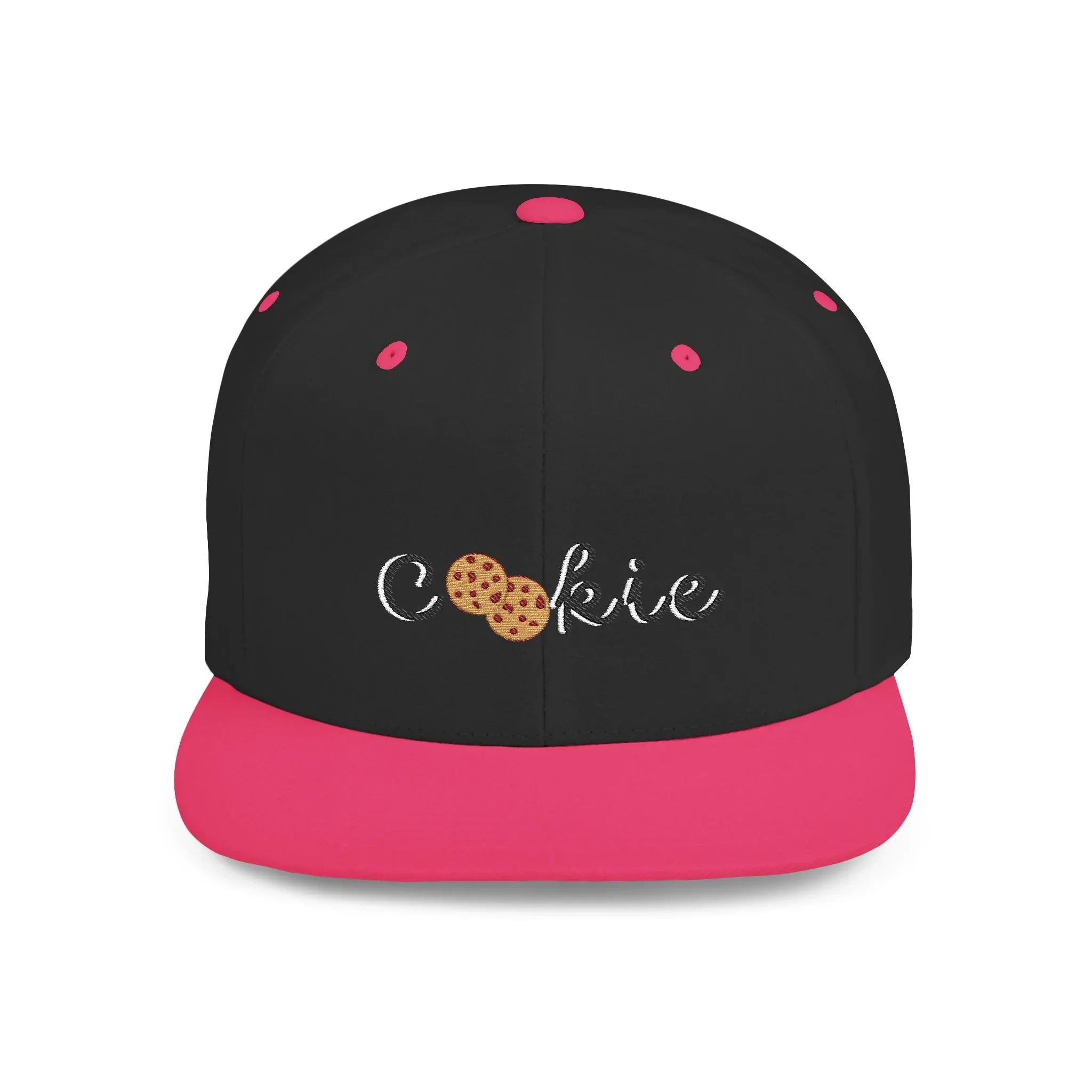 Trendy Cookie Flat Bill Snapback Cap – Adjustable, stylish hat for cookie lovers. Perfect gift for adults, birthdays, holidays, and streetwear fashion. - RizQ Life 