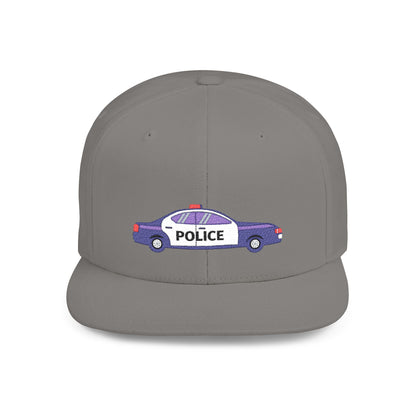 Police Car Snapback Cap – adjustable streetwear hat for adults, perfect car enthusiast gift and urban fashion accessory.