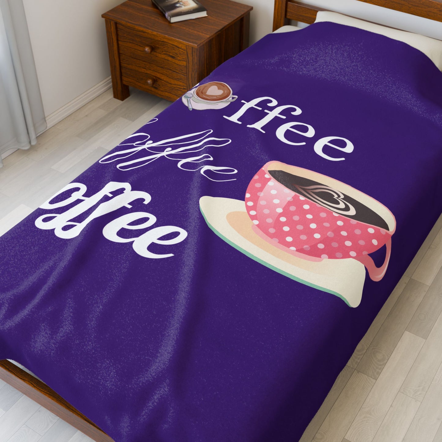 Coffee Lover Velveteen Blanket - Cozy Throw for Warmth, Gift for Him/Her, Coffee Decor, Home Essentials, Snuggle Time