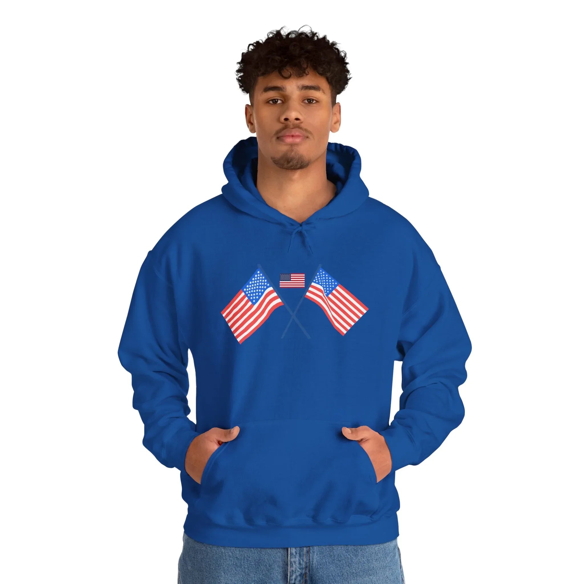 Men's Patriotic Hoodie - Double American Flag Graphic - RizQ Life 