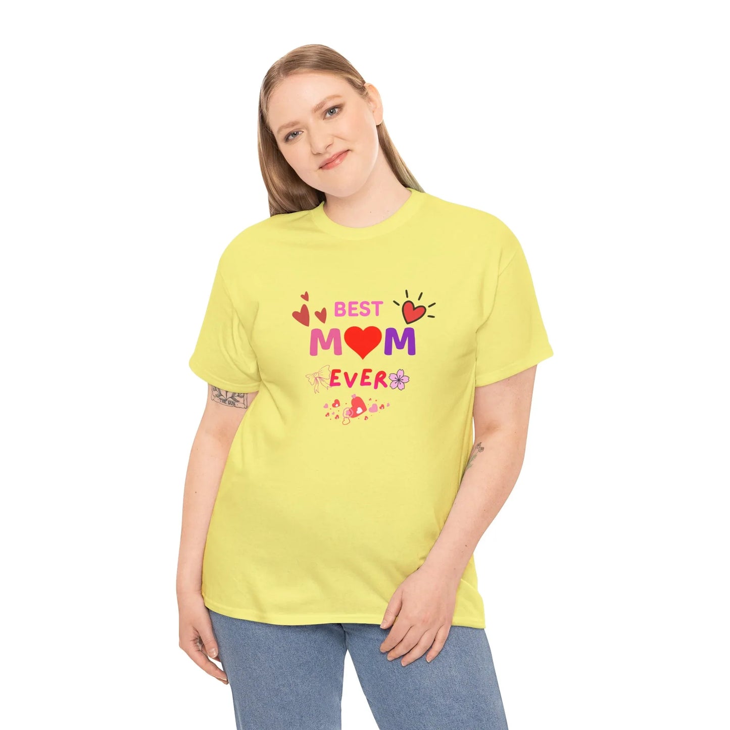 Best Mom Ever Mother’s Day T-Shirt - Aesthetic Heart & Bow Graphic Tee